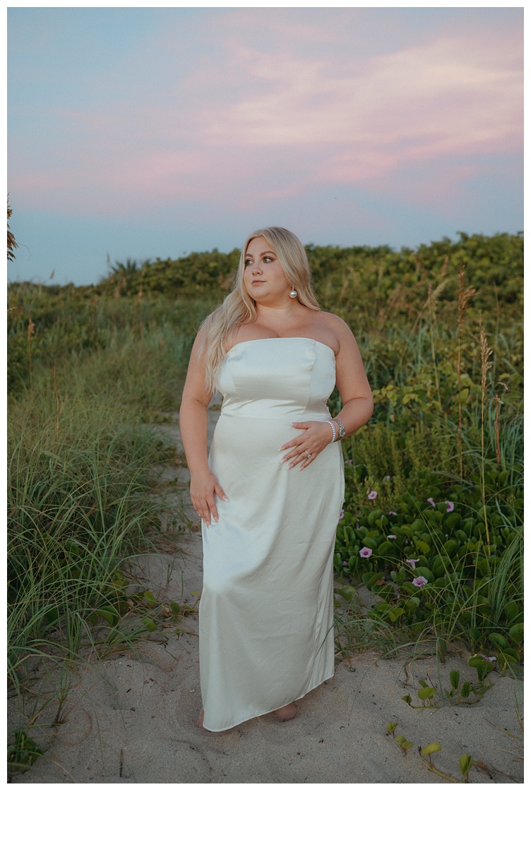 photo of bride posing after florida beach elopement