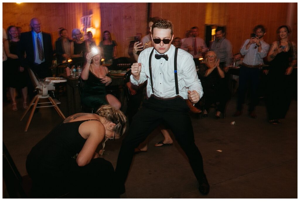 groomsmen garter catch victory dance