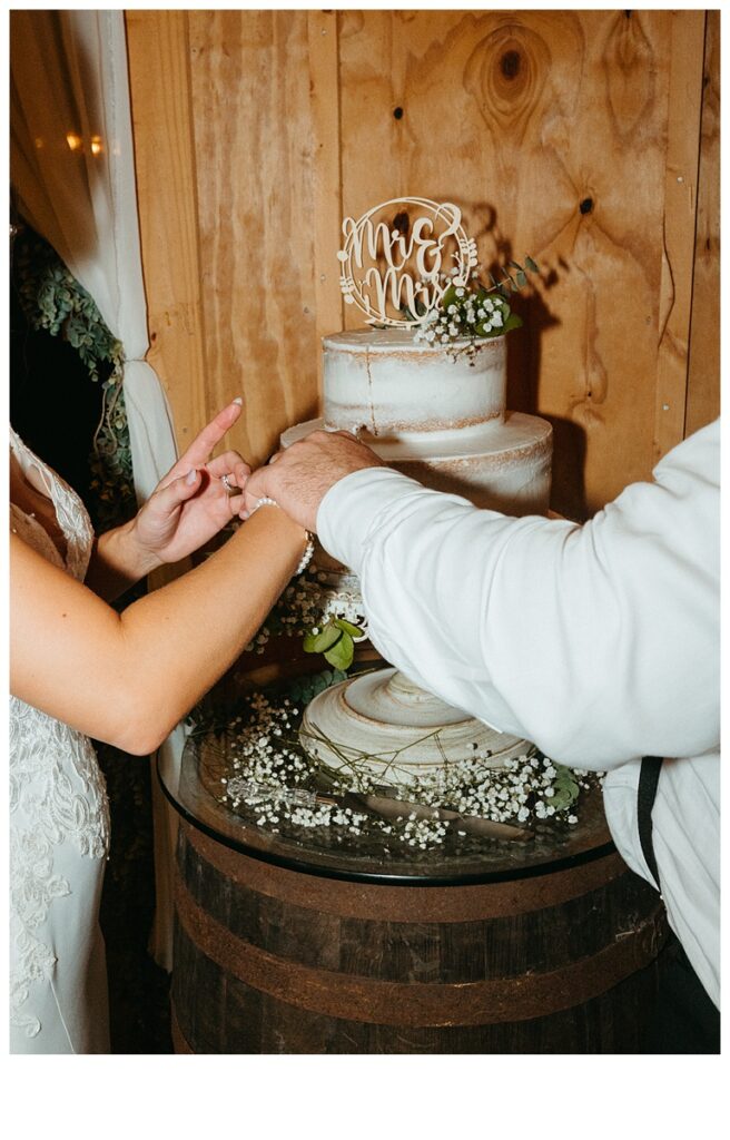 bride and groom cake cutting