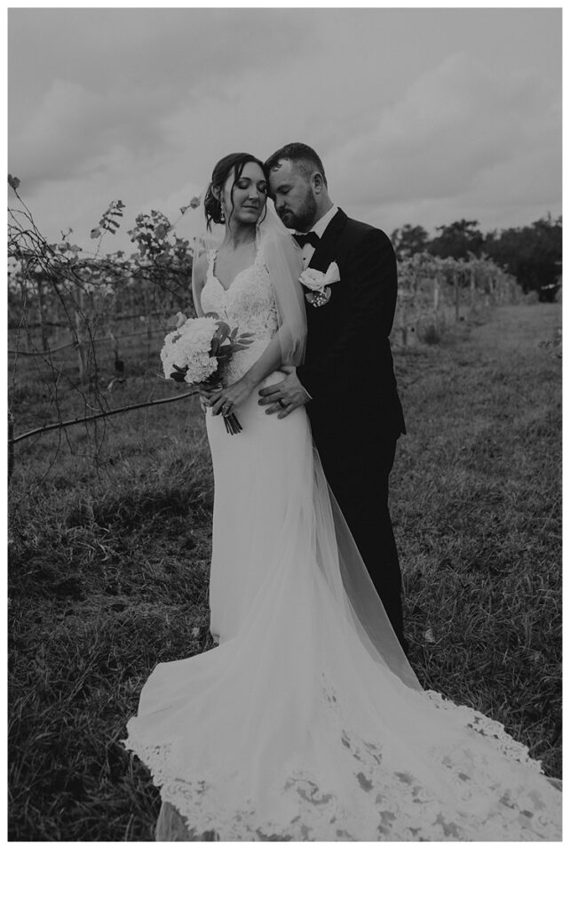 black and white bride and groom intimate portraits