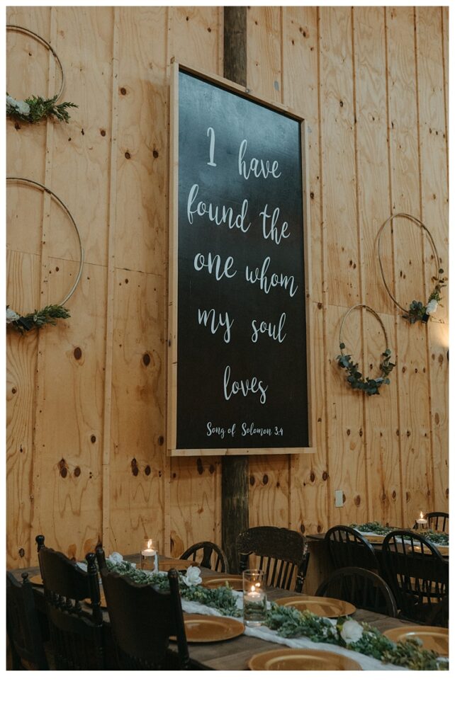 reception decor photo "i  have found the one whom my soul loves" quote