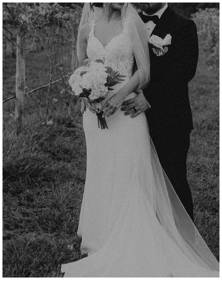 black and white unique photo of bride and groom at black willow ranch mims