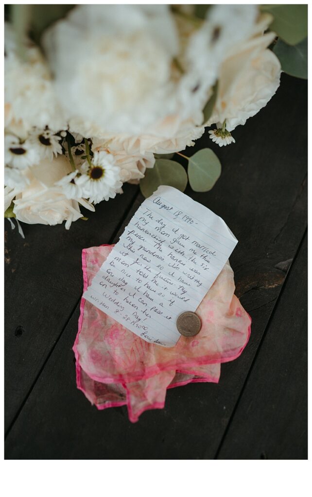 unique bride family heirloom letter and details at black willow ranch mims, florida