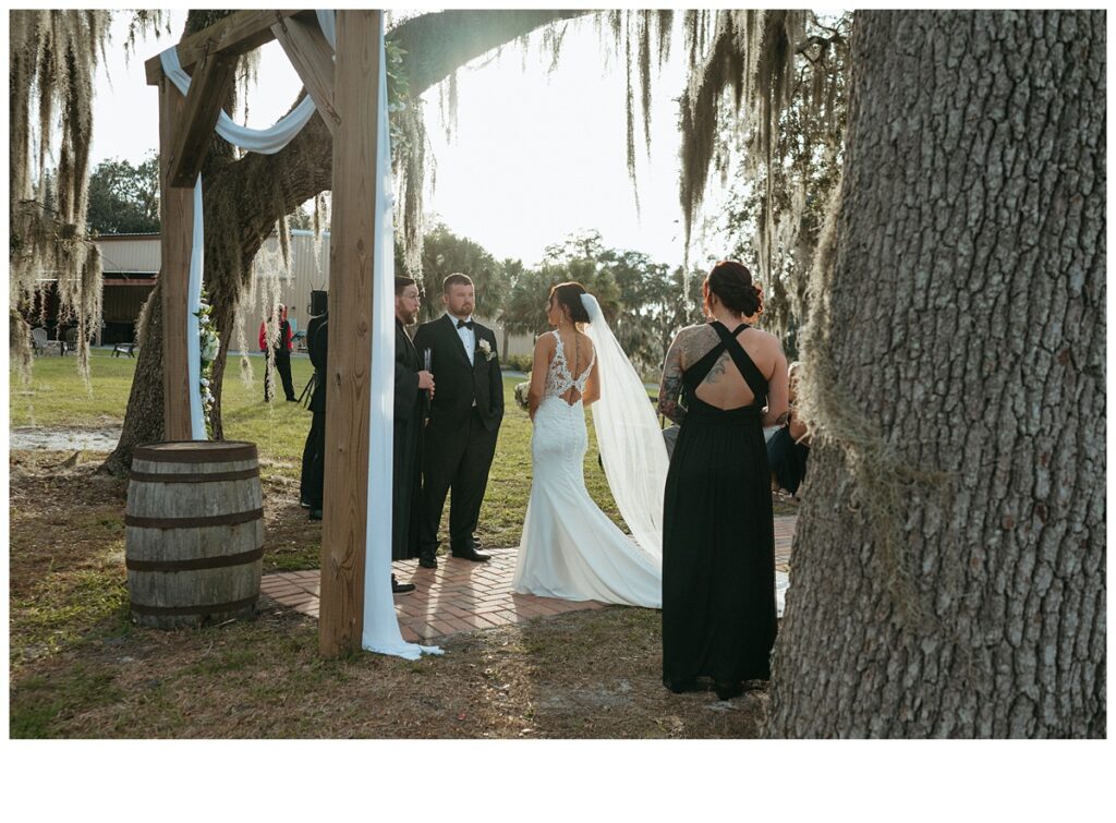 bride and groom golden hour ceremony