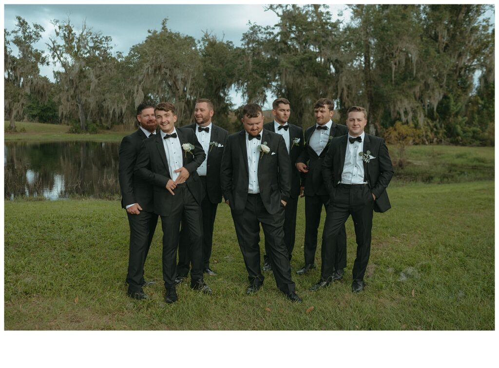 groom and groomsmen hanging out