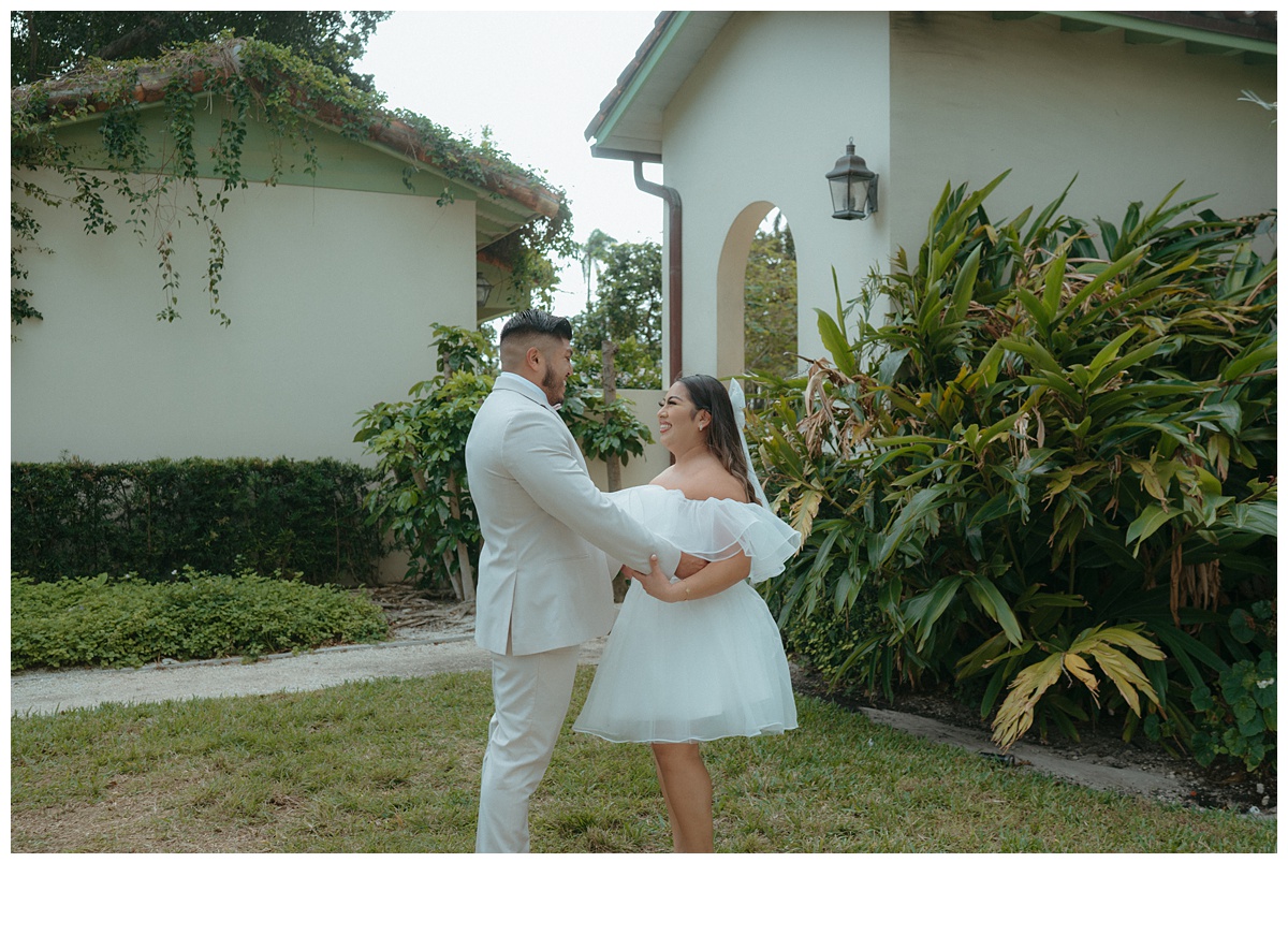 elopement bride and groom first look