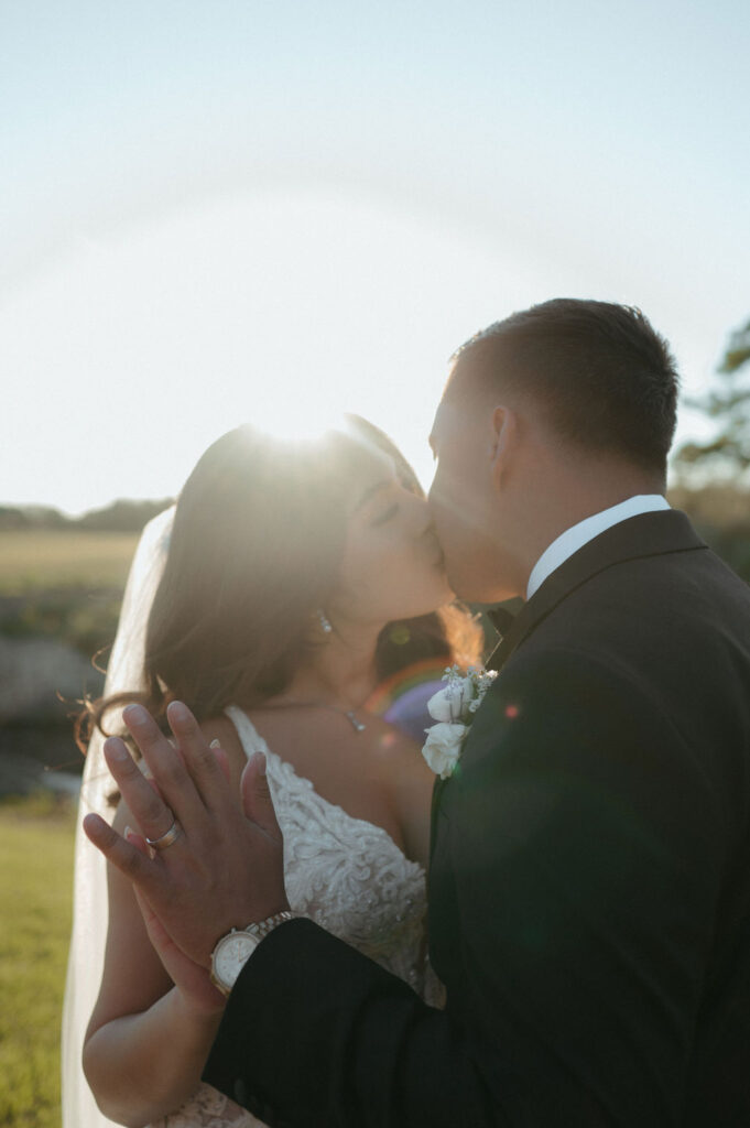 bride and groom golden hour portraits in Florida