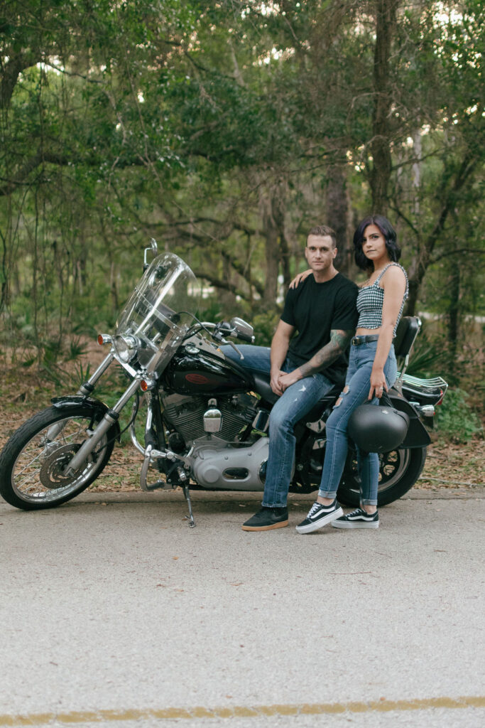 Motorcycle Engagement Pictures in Tampa Florida