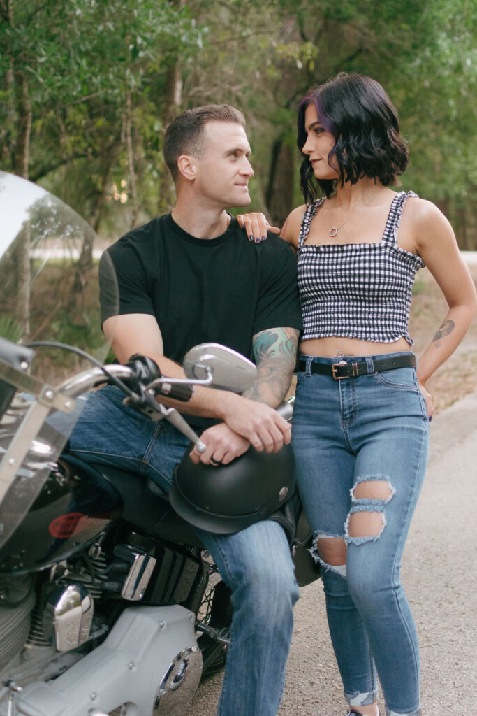 Motorcycle Engagement Pictures in Tampa Florida