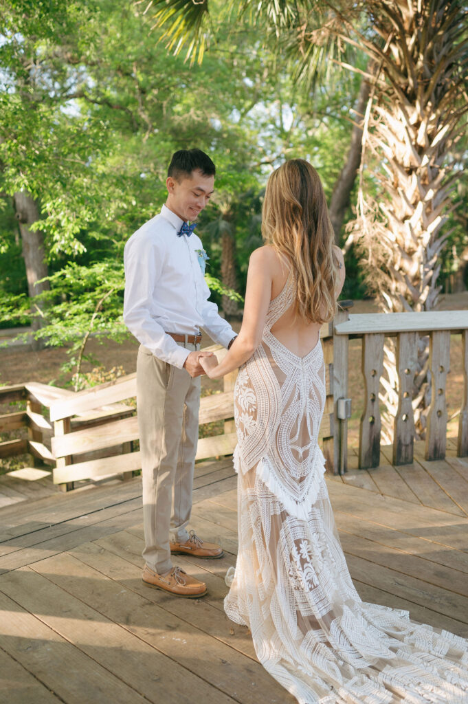 First look before they elope at Kelly Park Springs in Florida