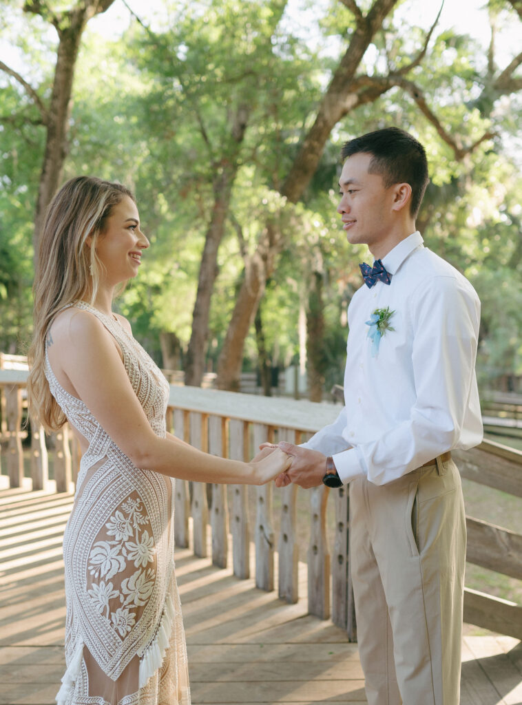 First look before they elope at Kelly Park Springs in Florida