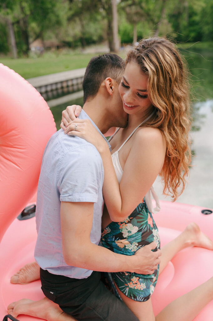 Intimate elopement photos in swimsuits at Kelly Park Springs in Florida